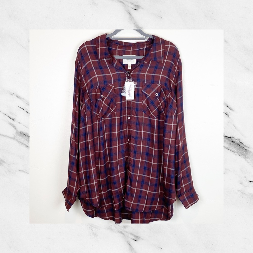 Jessica Simpson Petunia Button Down Plaid Shirt